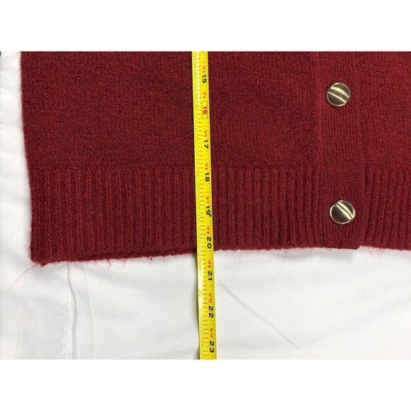 H&M Golden Button Burgundy Maroon Wool Blend Knit Cardigan Sweater Size L - Picture 5 of 7